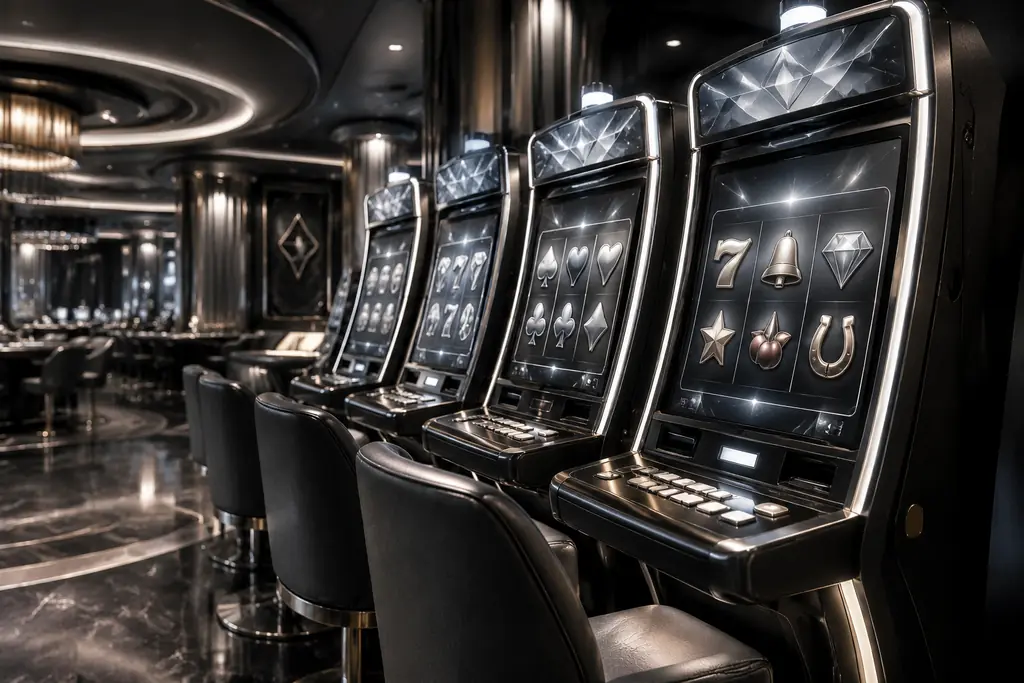 Mesin slot di ruangan kasino grafit